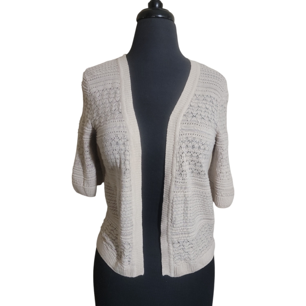 Apt. 9 women’s small light sand (tan) pointelle open front cardigan sweater